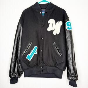 1997 Varsity Letterman Bomber Black Wool Jacket Holloway